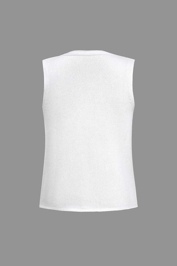 Solid Tie Front Knit Vest