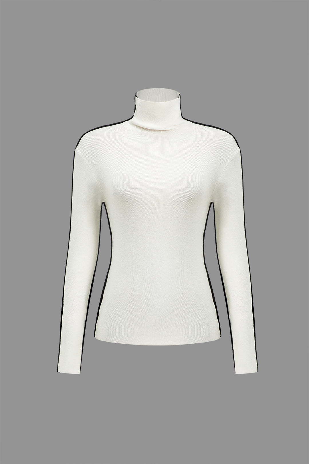 Knit Contrast Whipstitching Long-Sleeve Top