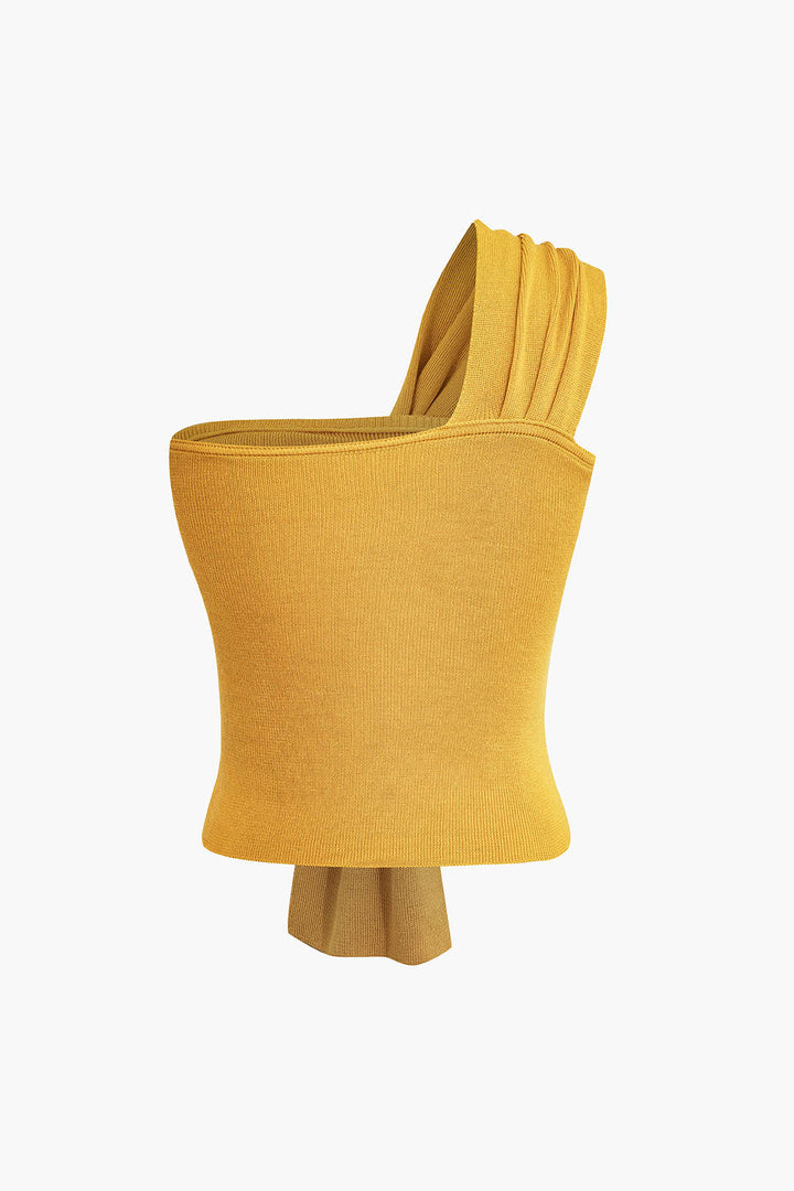 Twist One Shoulder Knit Tank Top