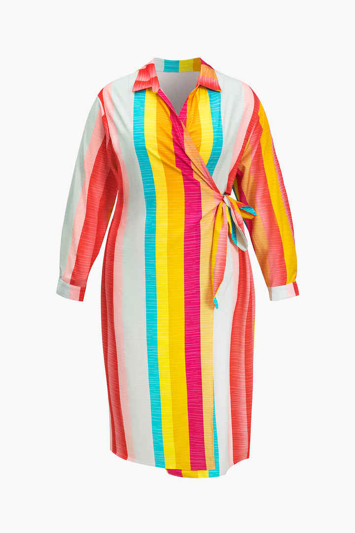 Plus Size Stripe Knot Midi Dress