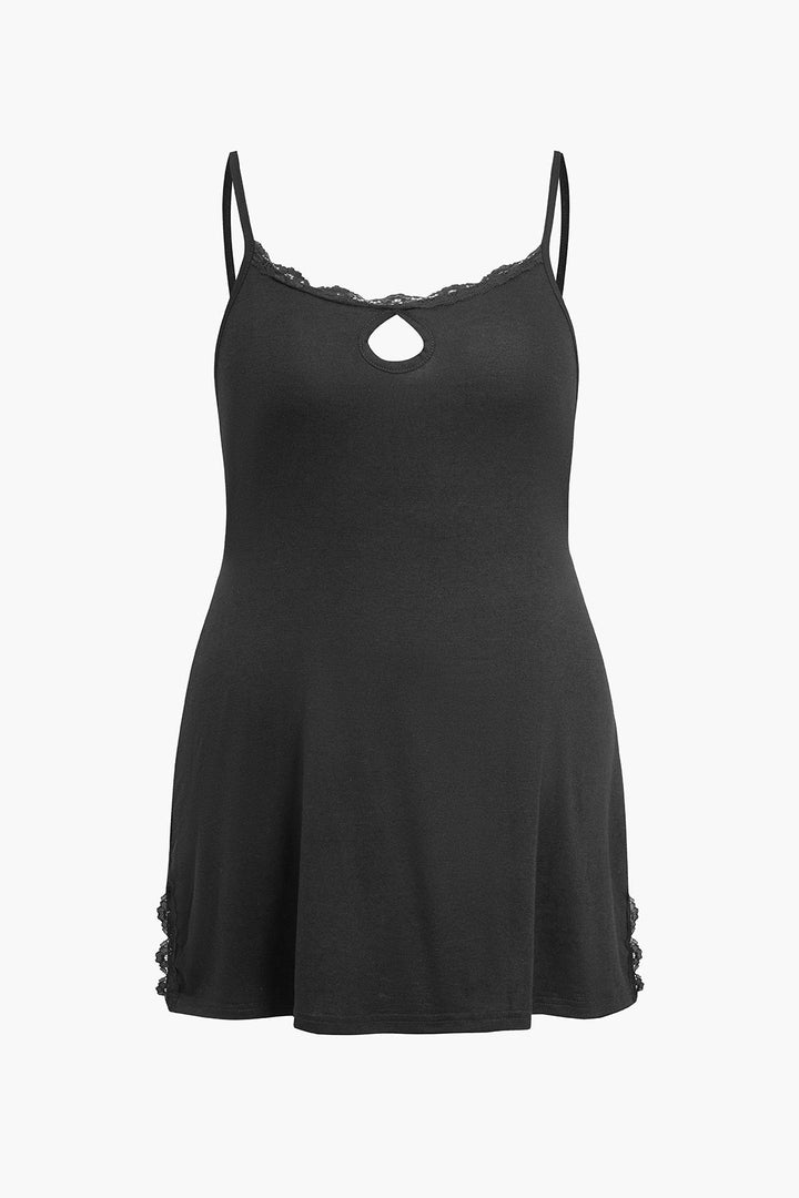 Plus Size Solid Backless Slip Mini Dress