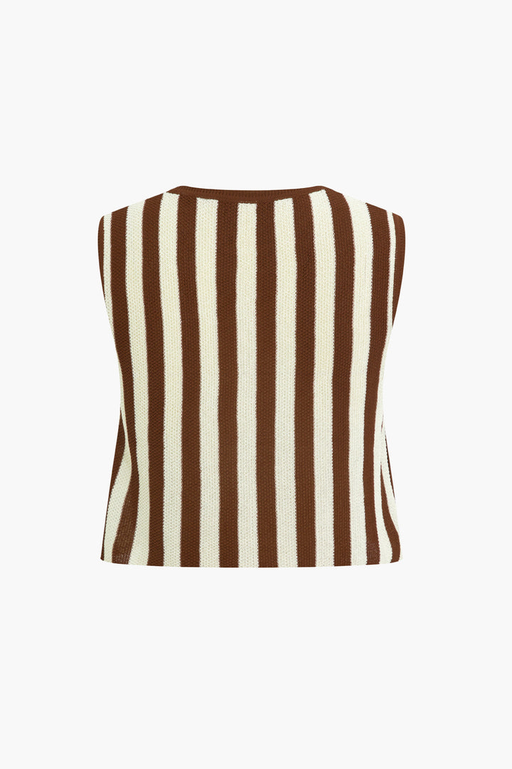 Stripe Print Knit Sleeveless Tank Top