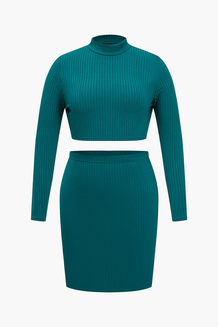 Plus Size Solid Skirt Set
