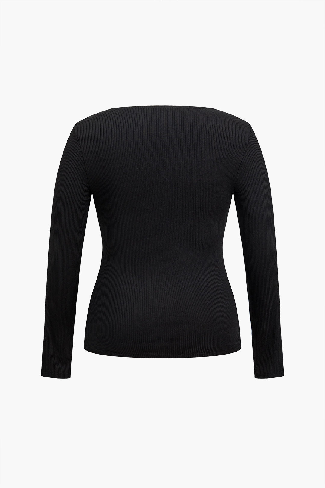 Plus Size Solid Long-Sleeve Top