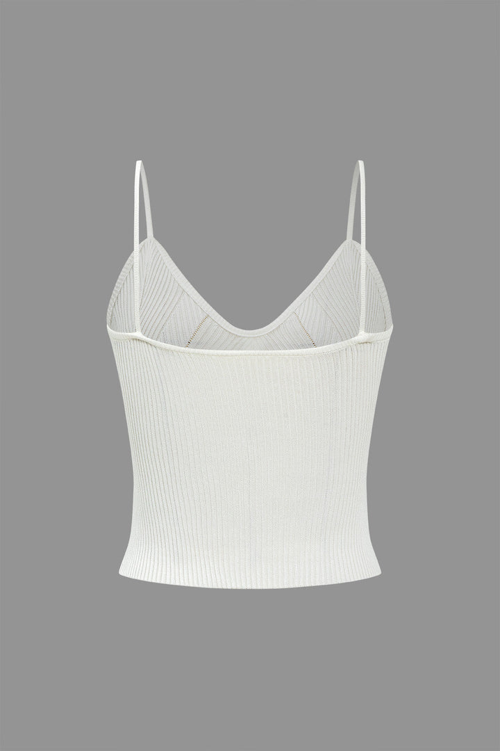 Solid Knit Button Cami Top