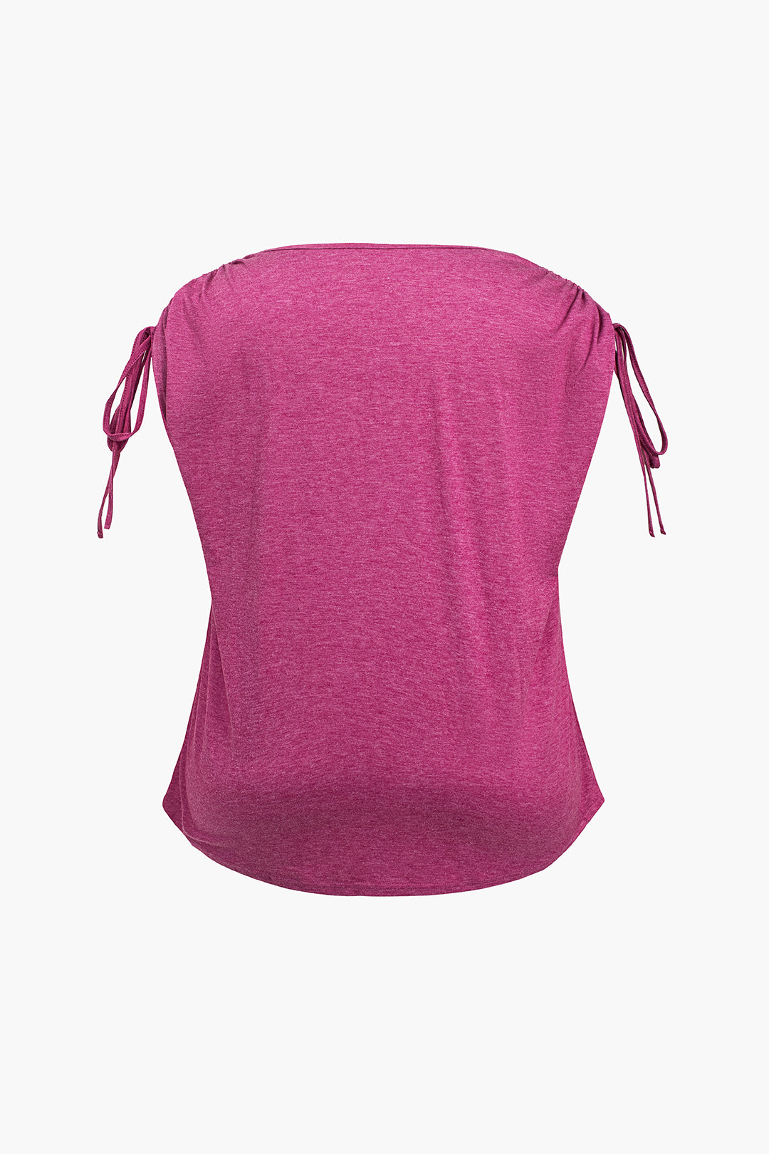 Plus Size Solid Drawstring V-Neck T-Shirt