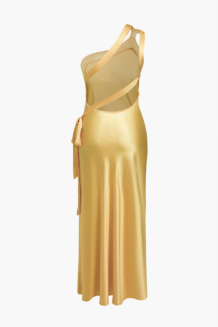 Solid Backless Asymmetrical Maxi Dress