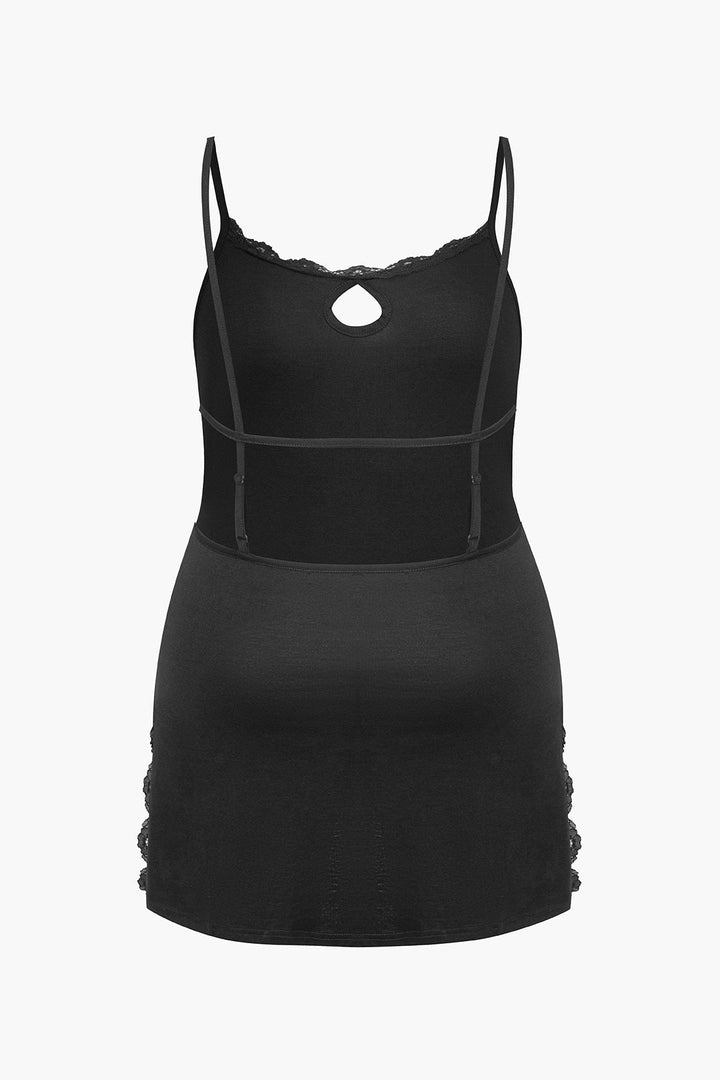 Plus Size Solid Backless Slip Mini Dress