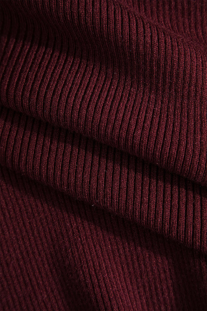 Solid Knit V-Neck Long-Sleeve Top