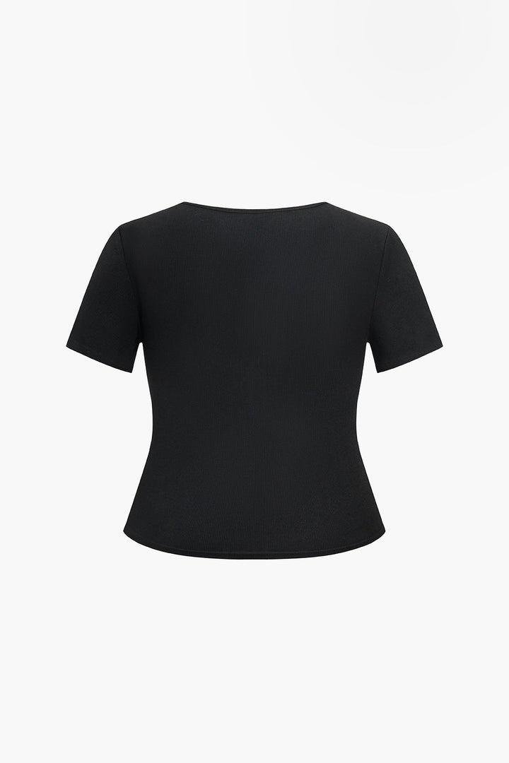 Plus Size Solid Twist Knot T-Shirt