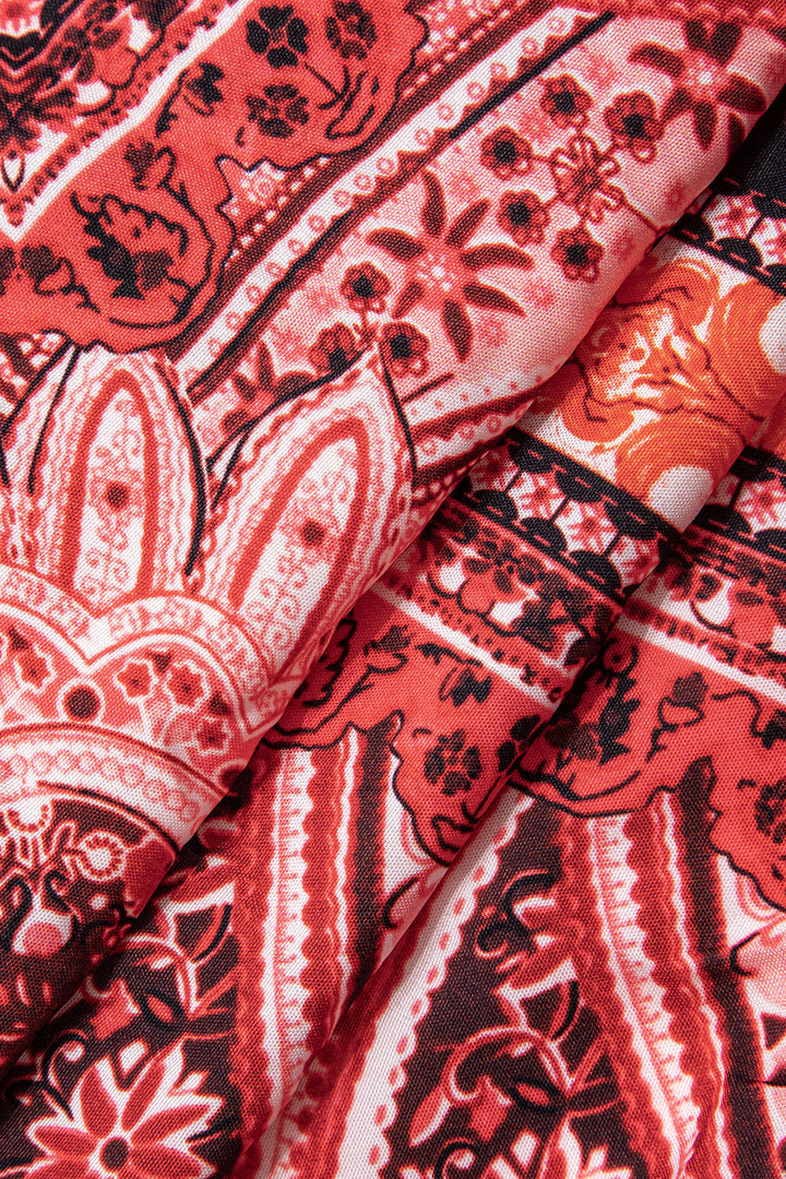 Plus Size Bohemian Print Wrap Maxi Dress
