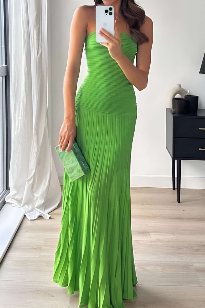 Solid Strapless Knit Maxi Dress