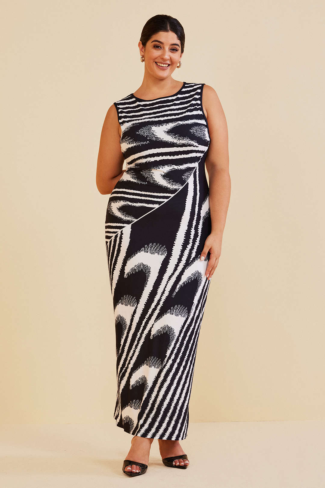 Plus Size Abstract Print Tank Maxi Dress