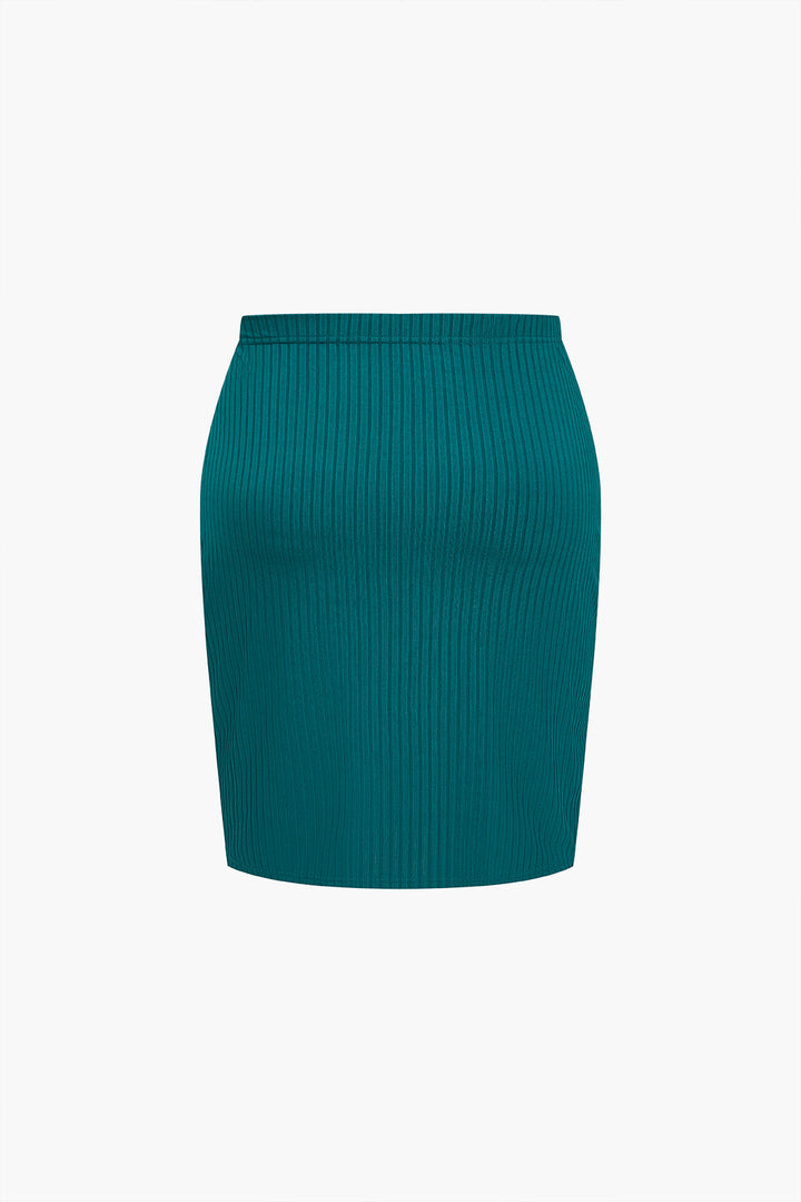 Plus Size Solid Skirt Set