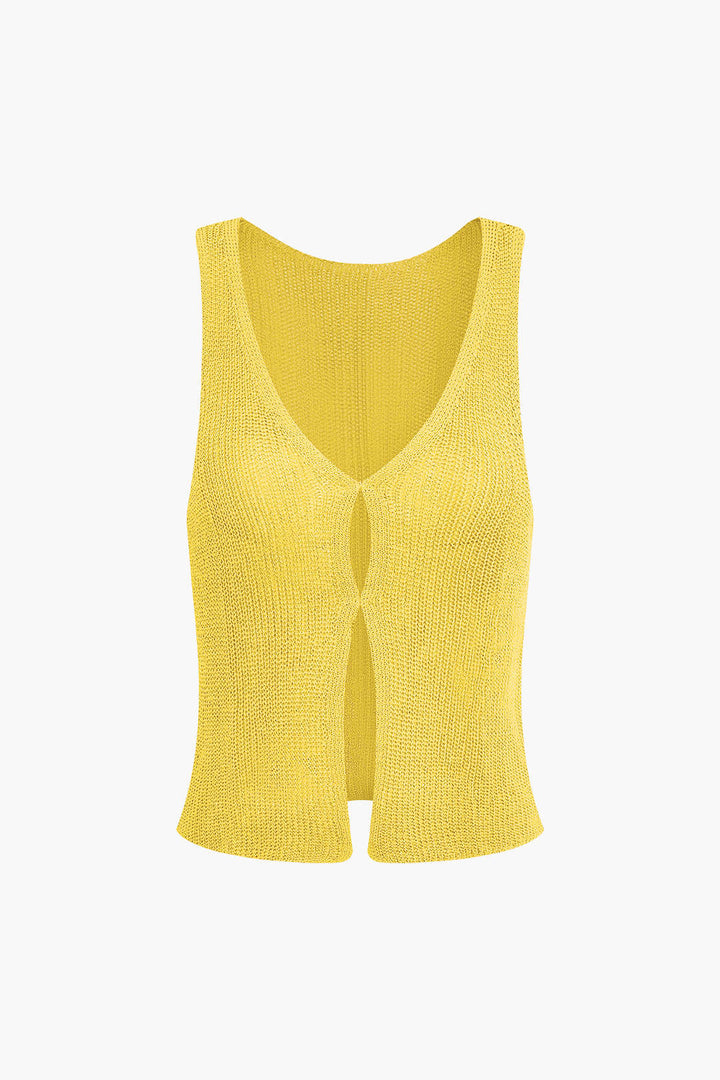 Solid Knit Cut Out Tank Top