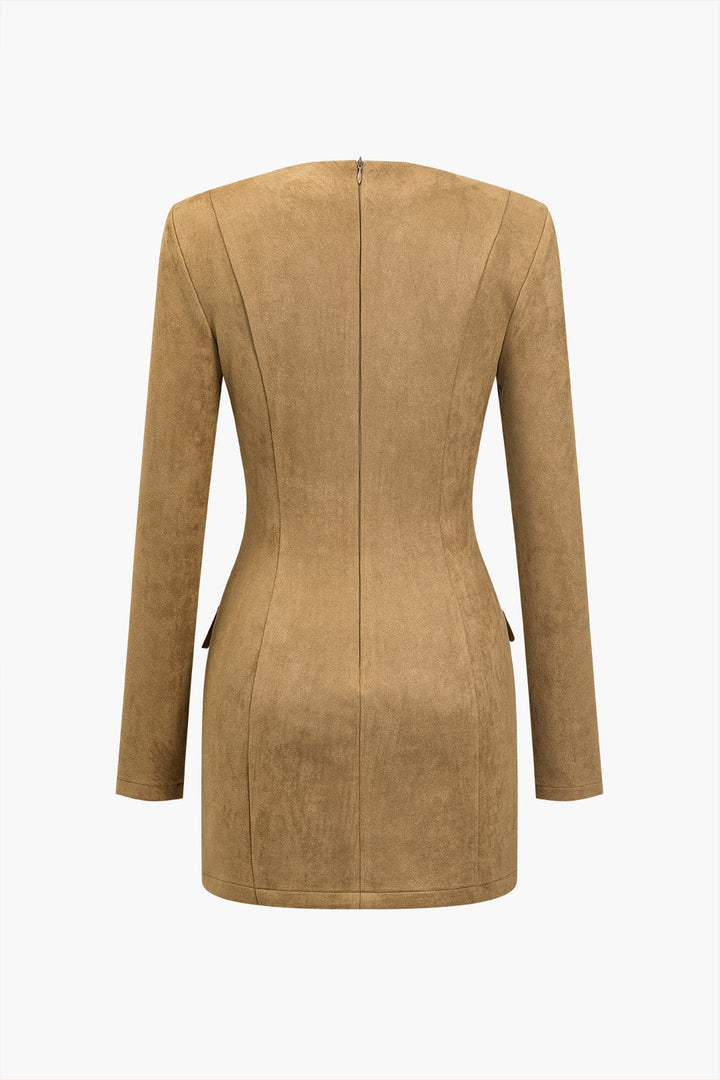 Solid Tie Front Drawstring Mini Dress