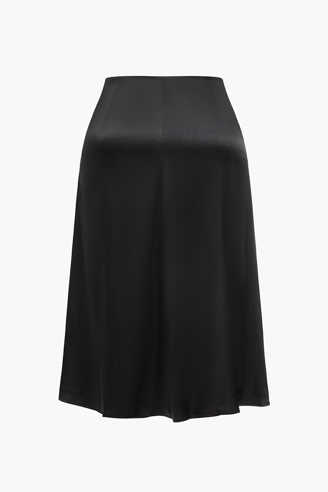 Plus Size Solid Satin High Waist Zipper A-Line Skirt