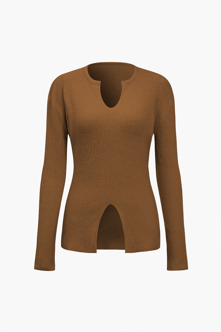 Solid Sweater Cut Out Top And Skirt Set