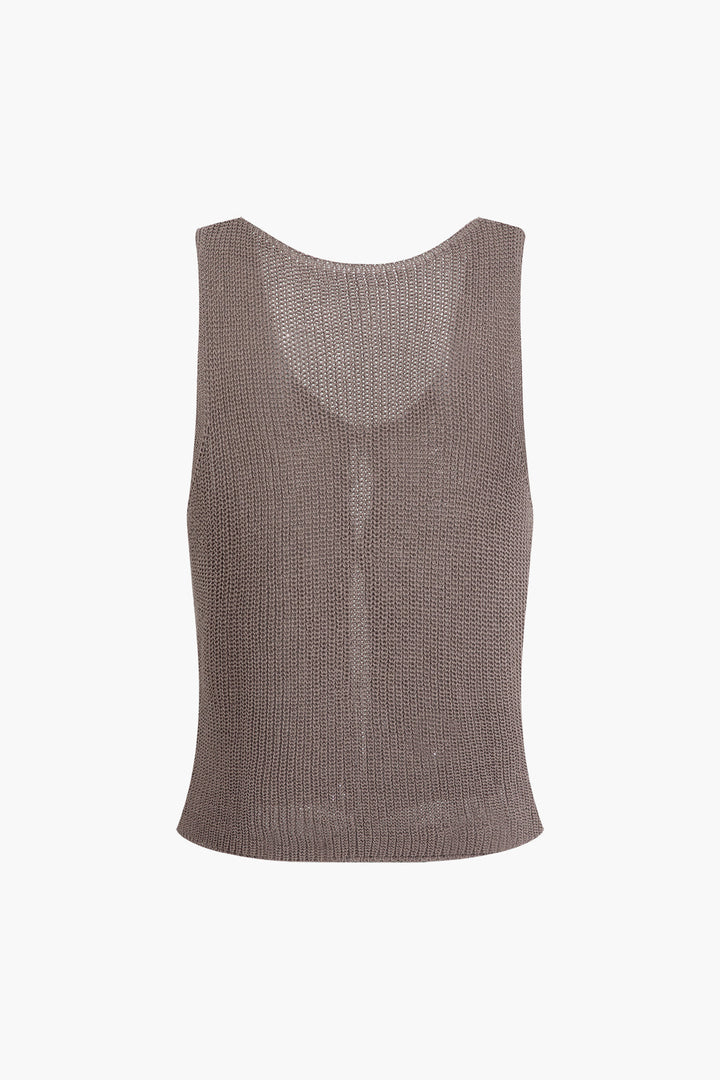 Solid Knit Cut Out Tank Top