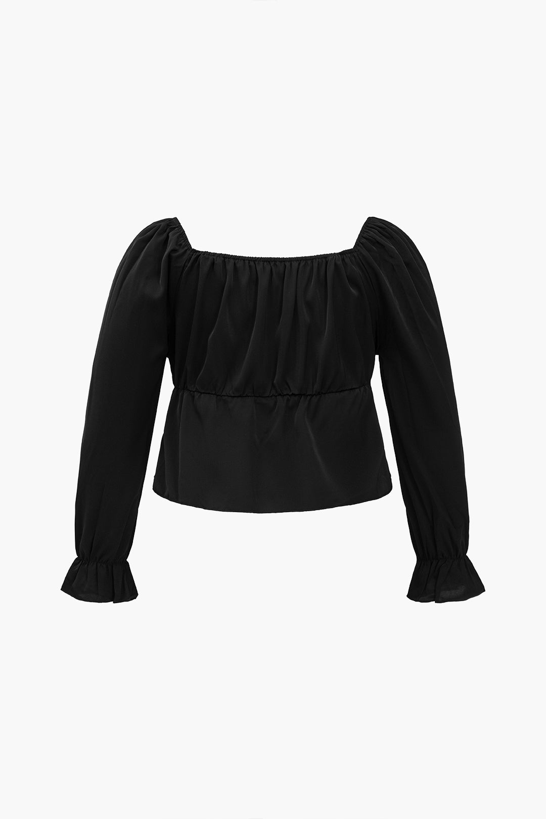 Plus Size Solid Tie-Up Long-Sleeve Shirt