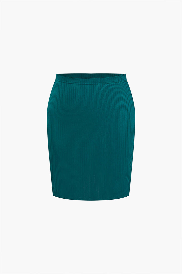 Plus Size Solid Skirt Set