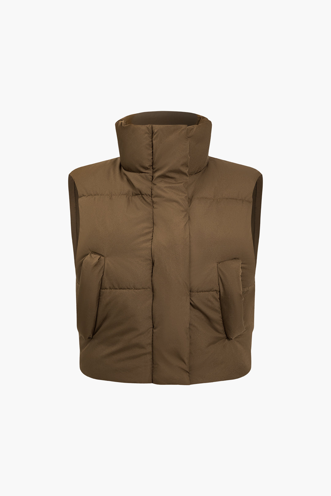 Plus Size Solid Button Padded Puffer