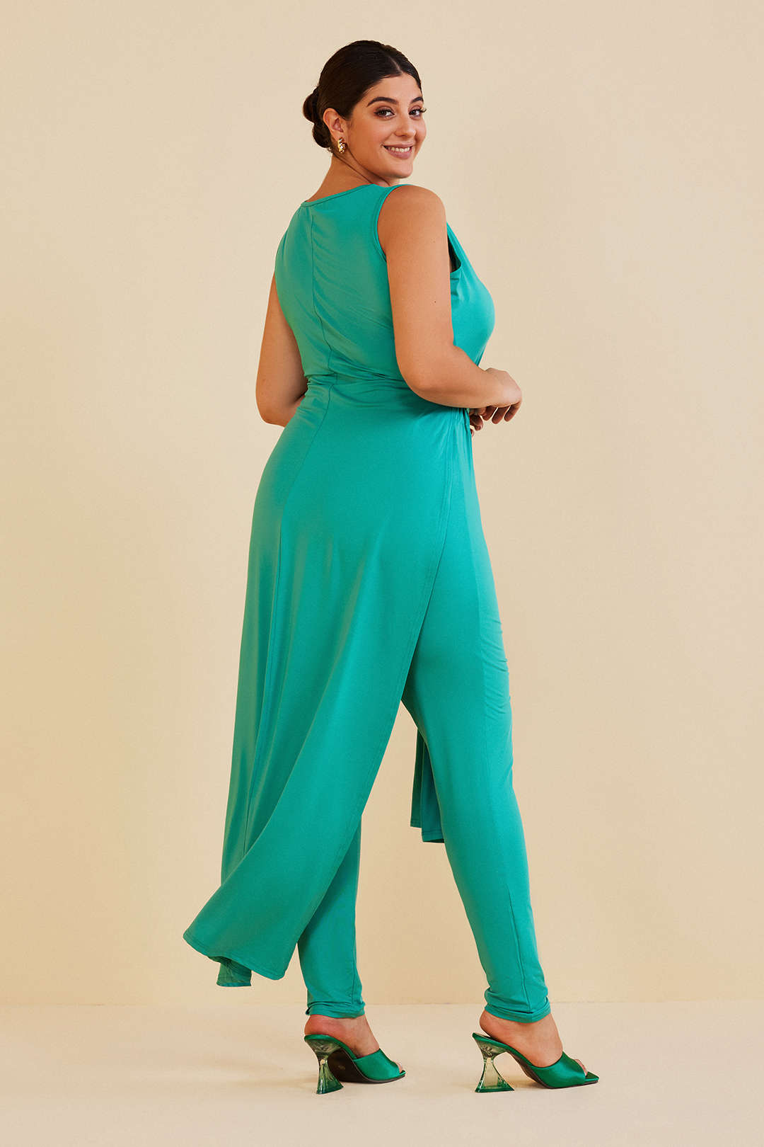 Plus Size Tank Slit Skirt Set With Leggings