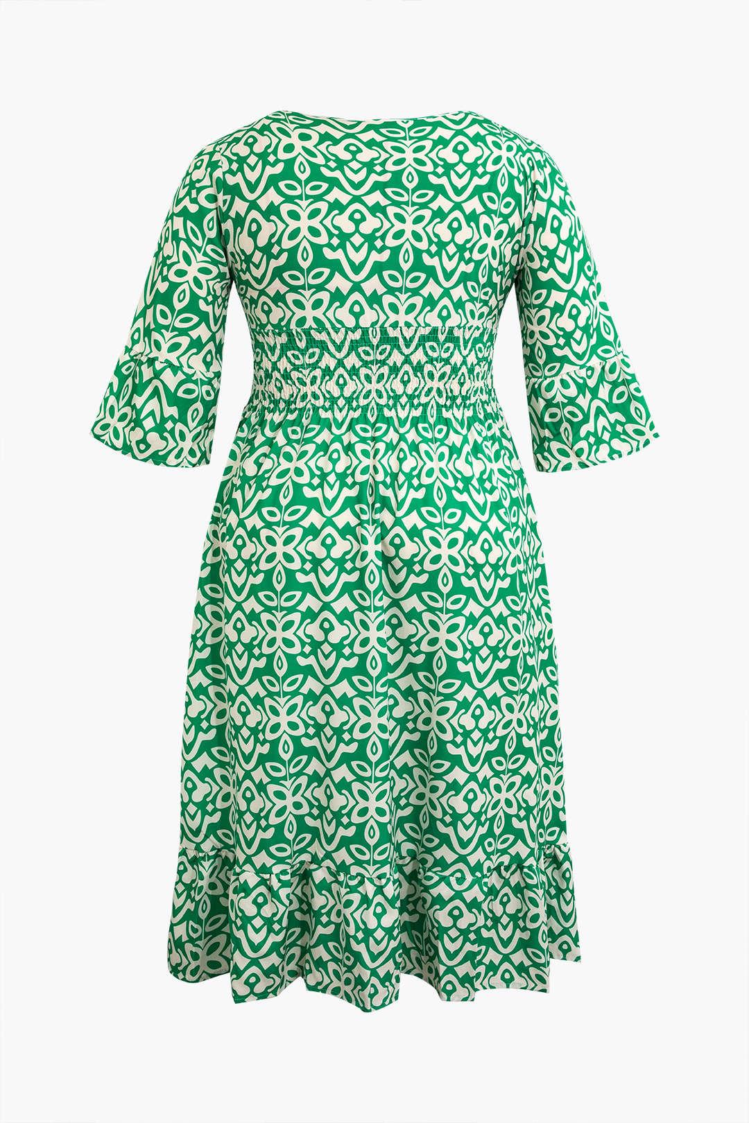 Plus Size Pattern V-neck Midi Dress