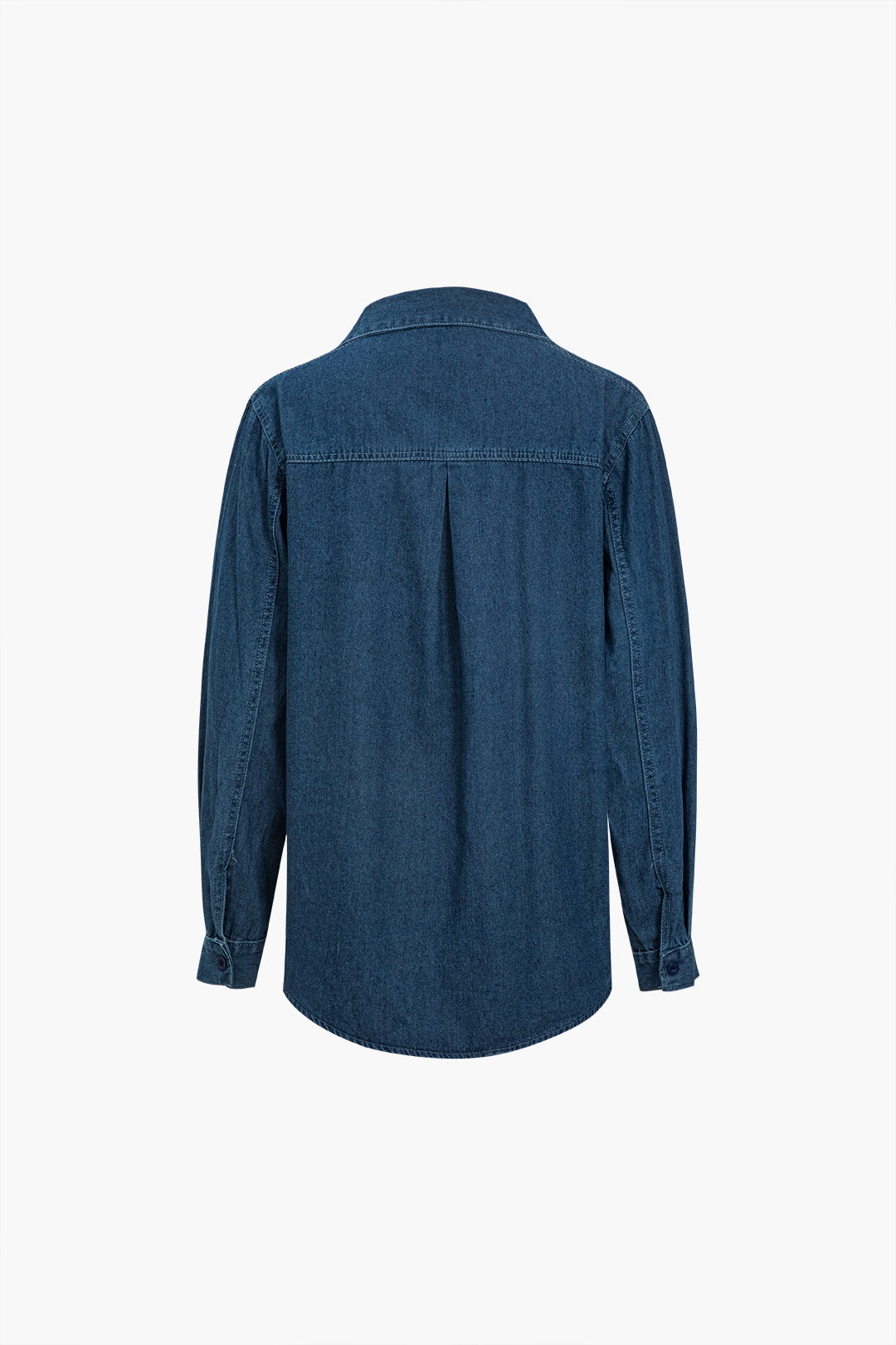 Solid Button Pocket Denim Shirt