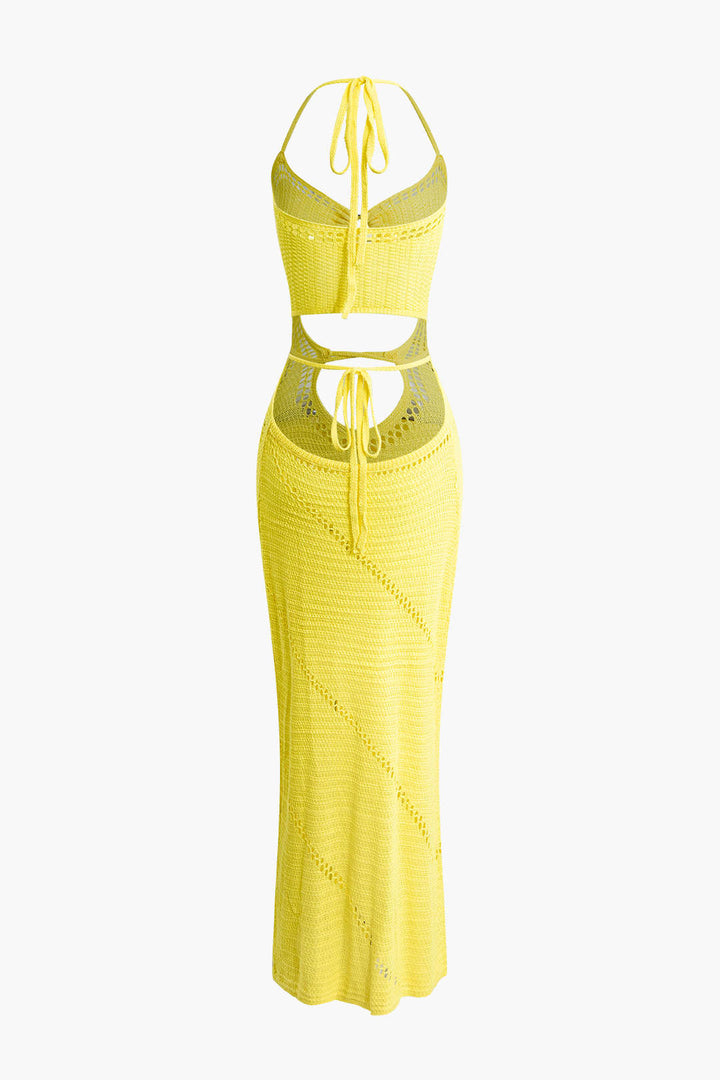 Cut Out Tie Halter Maxi Dress