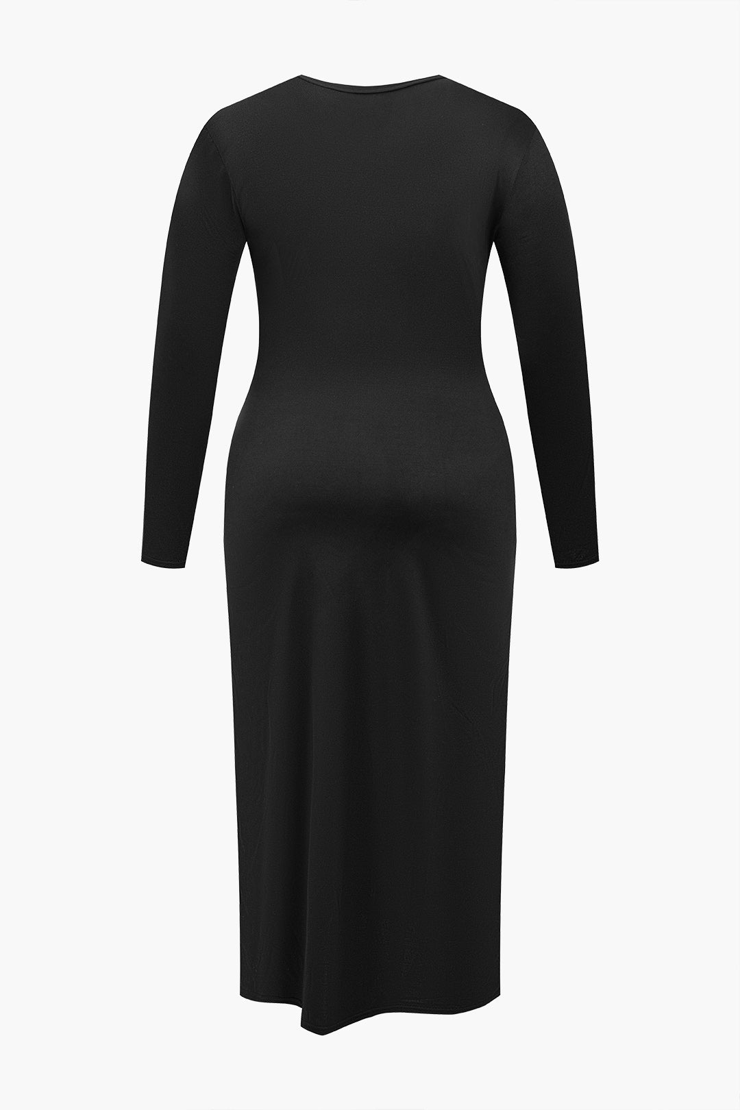 Plus Size Solid Long-Sleeved Maxi Dress
