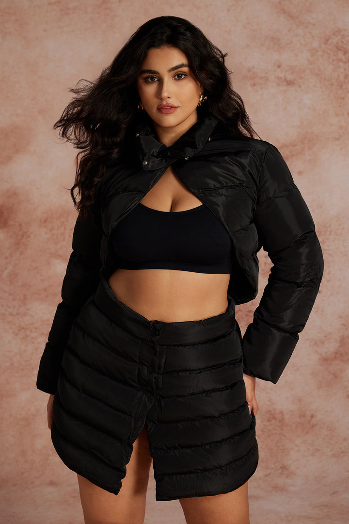 Plus Size Solid Slit Button Mini Skirt