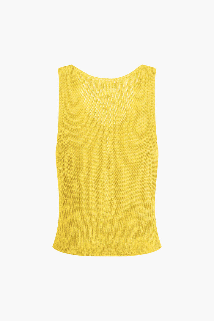 Solid Knit Cut Out Tank Top