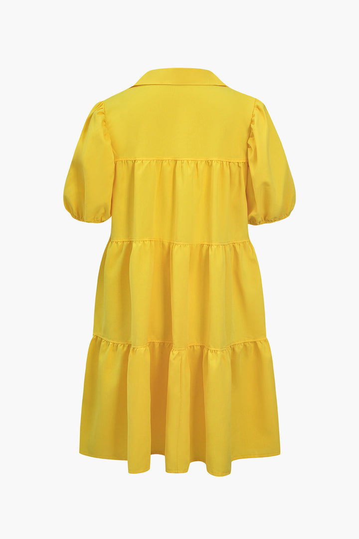 Plus Size Solid Shirt Mini Dress