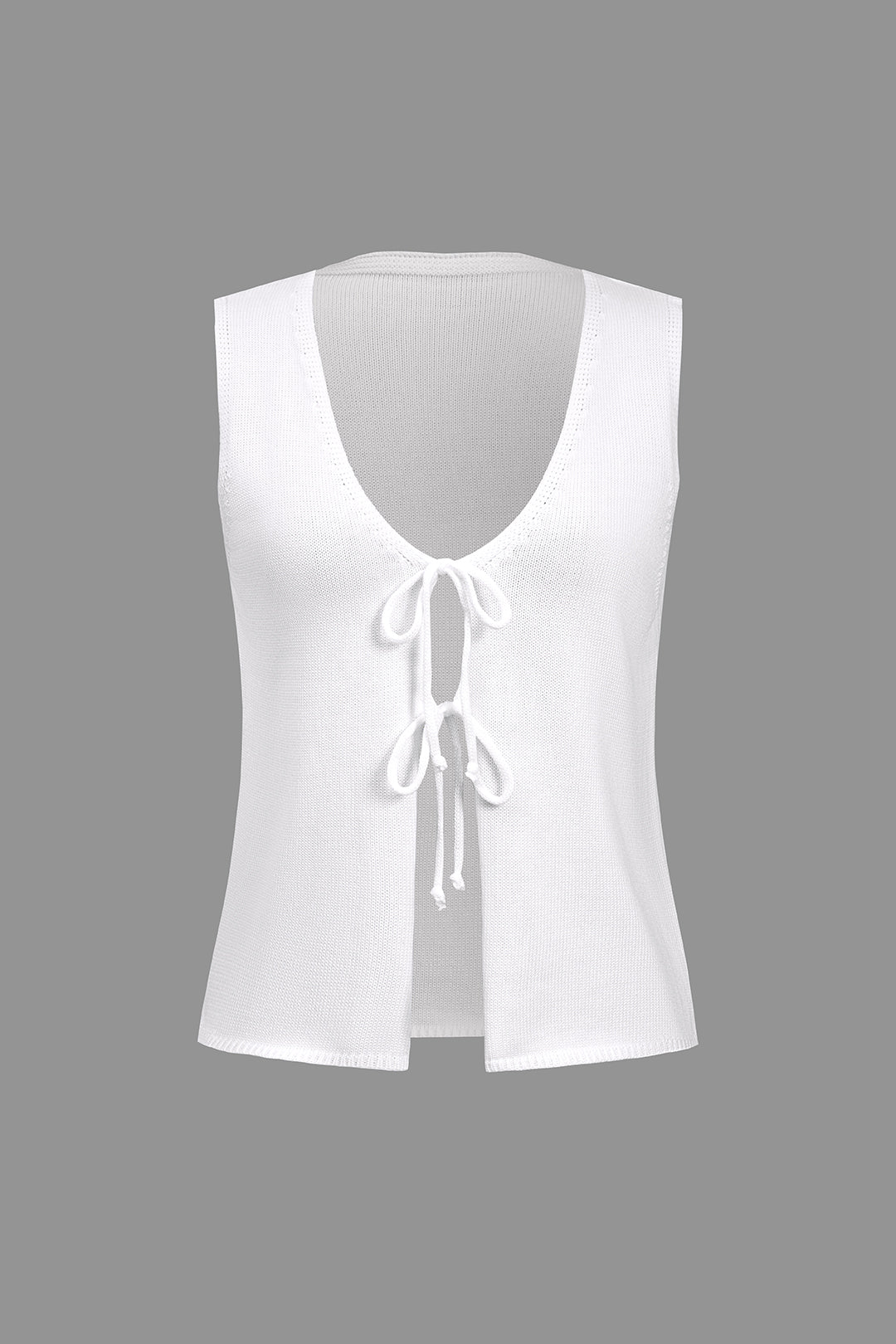 Solid Tie Front Knit Vest