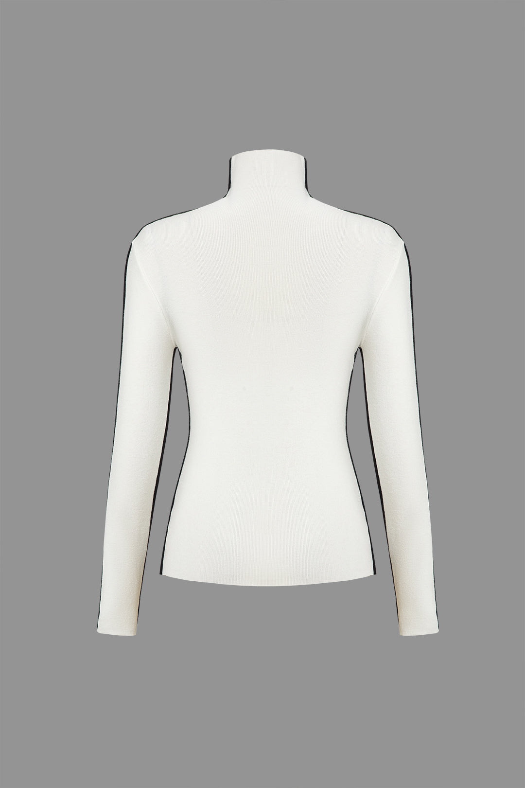 Knit Contrast Whipstitching Long-Sleeve Top