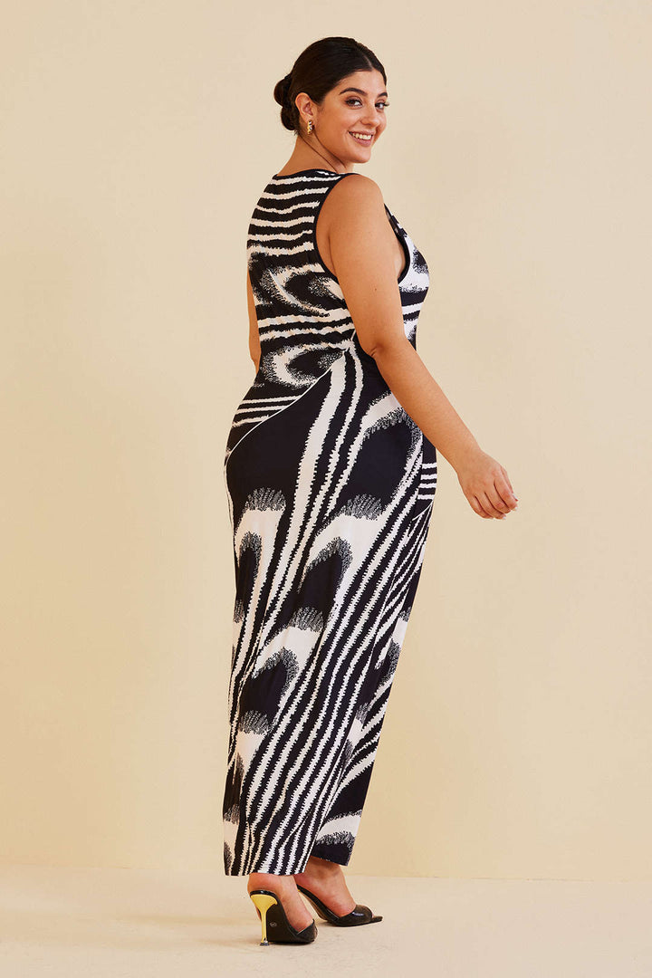 Plus Size Abstract Print Tank Maxi Dress