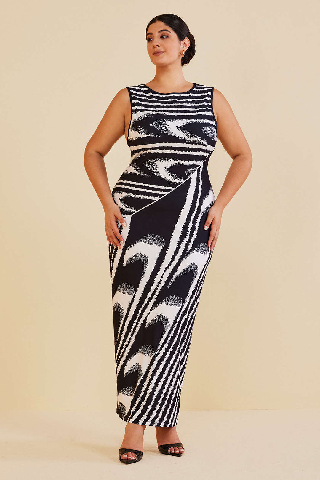 Plus Size Abstract Print Tank Maxi Dress