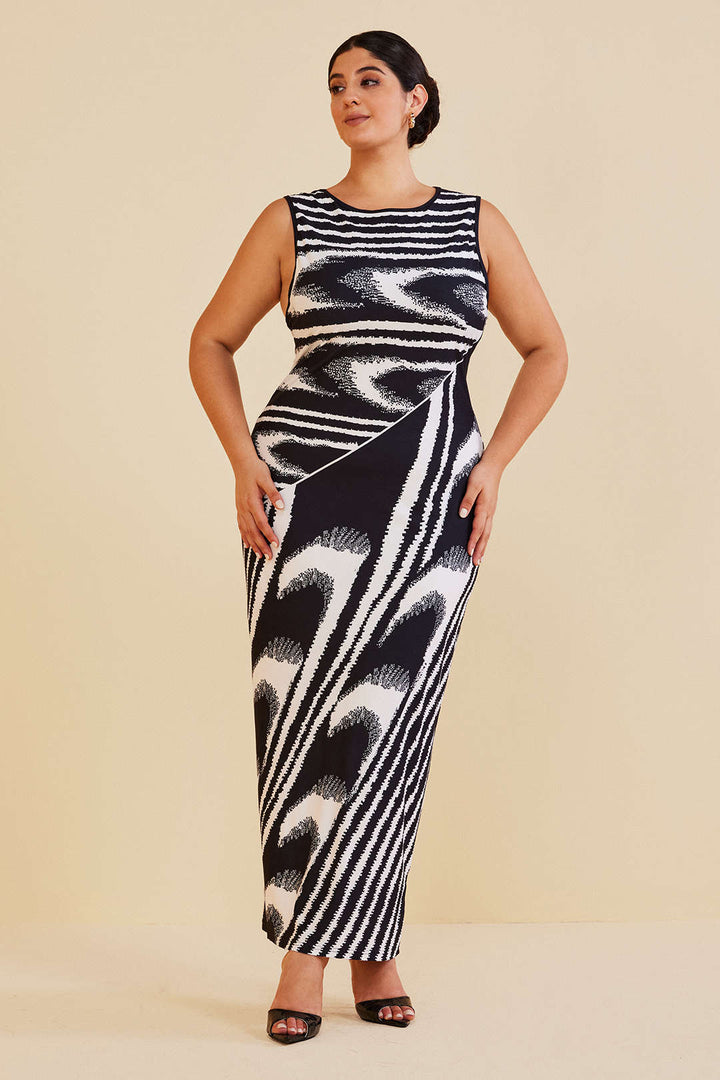 Plus Size Abstract Print Tank Maxi Dress