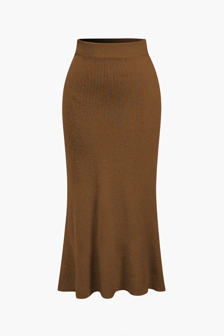 Solid Sweater Cut Out Top And Skirt Set